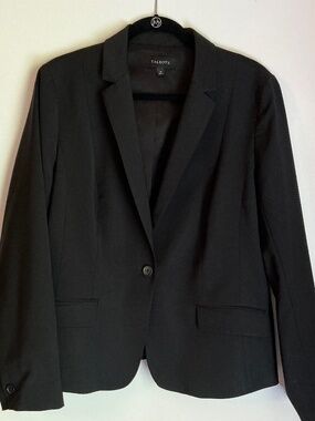 Talbot's Seasonless Wool one-button black blazer